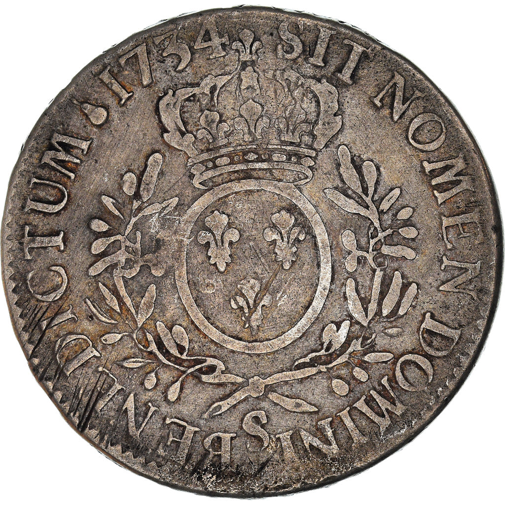 Coin, France, Louis XV, Écu aux branches d'olivier, Ecu, 1734, Reims