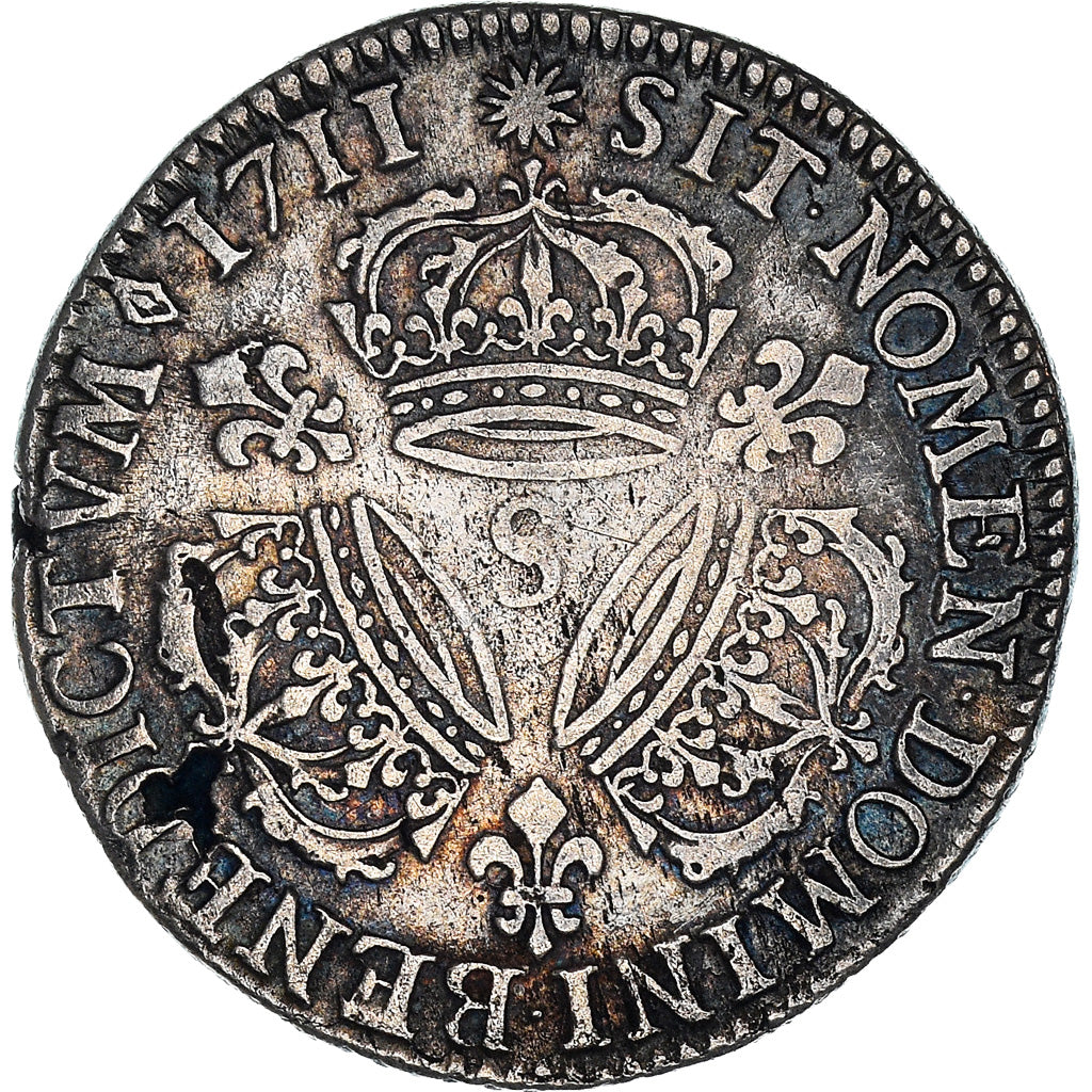 Munten, Frankrijk, Louis XIV, 1/4 Écu aux 3 couronnes, 1/4 Ecu, 1711, Reims