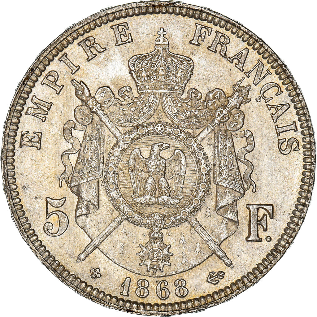 Coin, France, Napoléon III, 5 Francs, 1868, Strasbourg, MS(60-62), Silver
