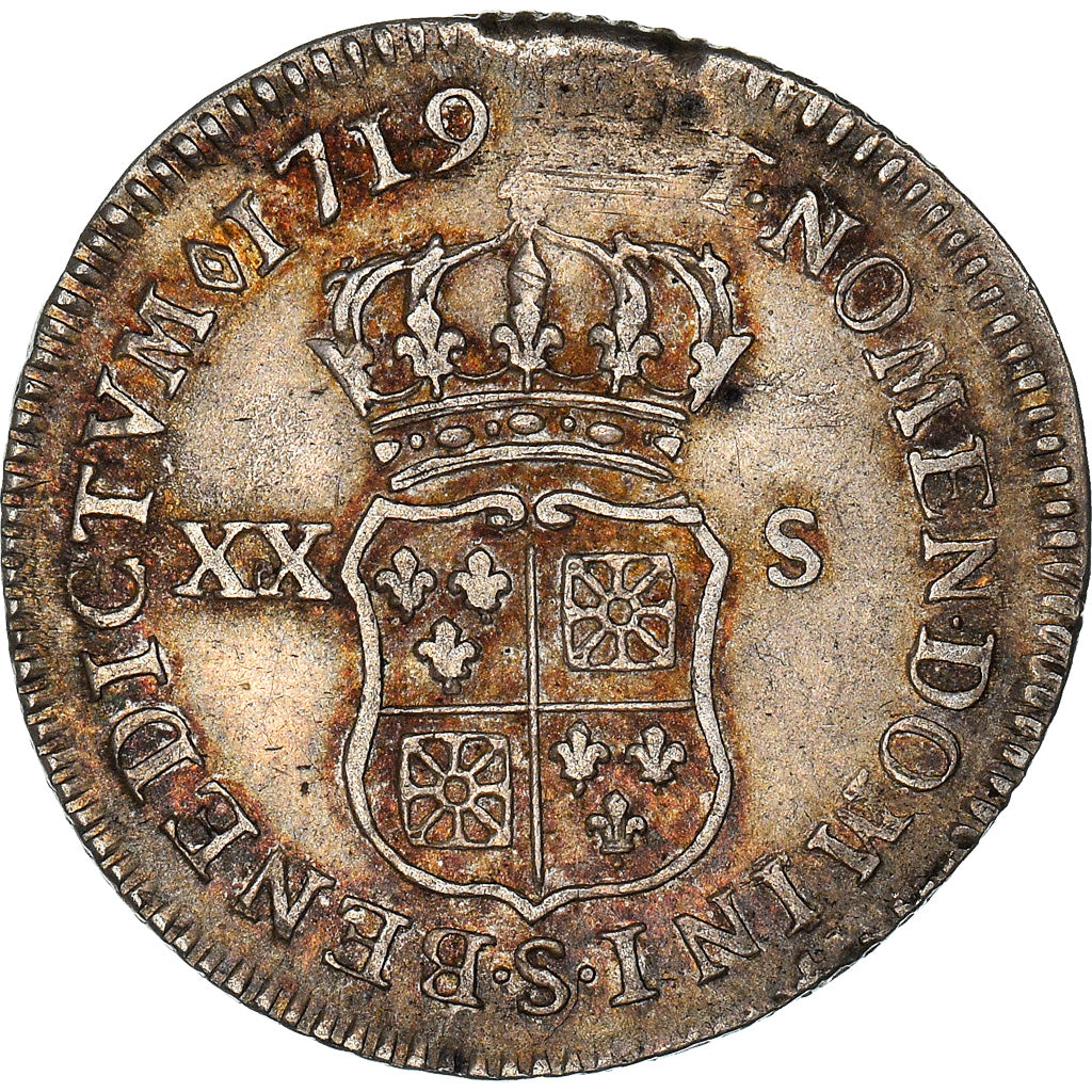 Moneda, Francia, Louis XV, 1/6 Écu (XX – S) de France-Navarre, 20 Sols, 1/6