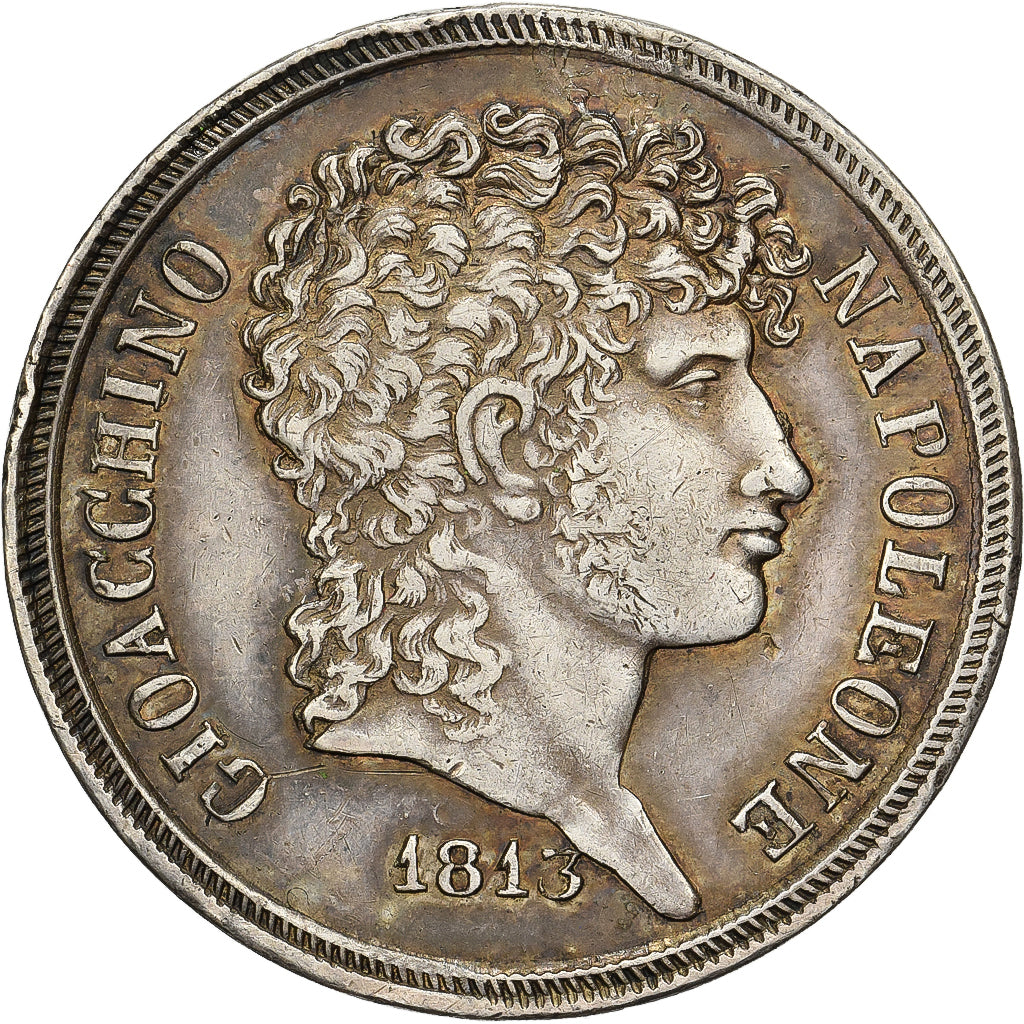 Kingdom of Naples, Joachim Murat, 2 Lire, 1813, Naples, Plata, MBC+, KM:258