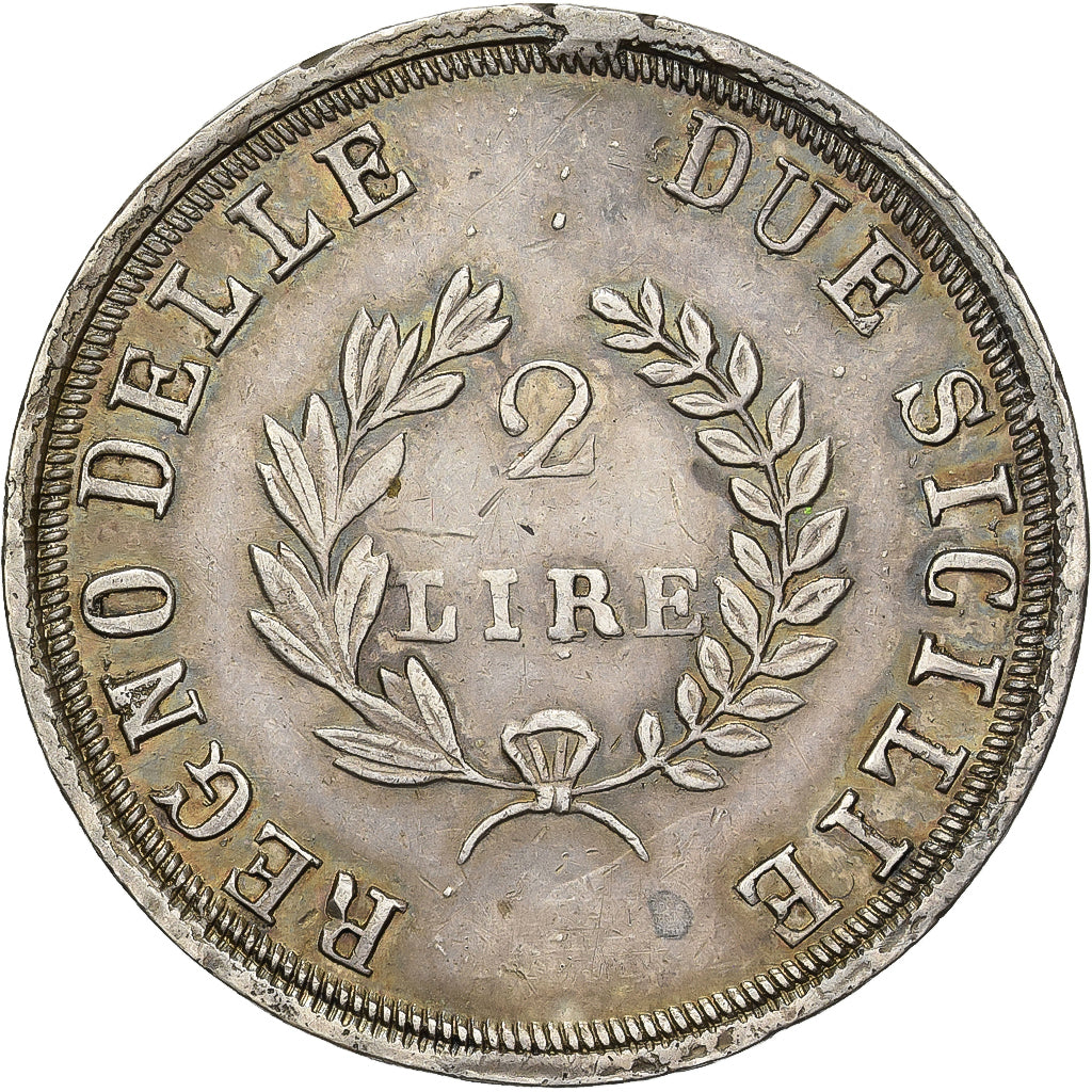 Kingdom of Naples, Joachim Murat, 2 Lire, 1813, Naples, Plata, MBC+, KM:258