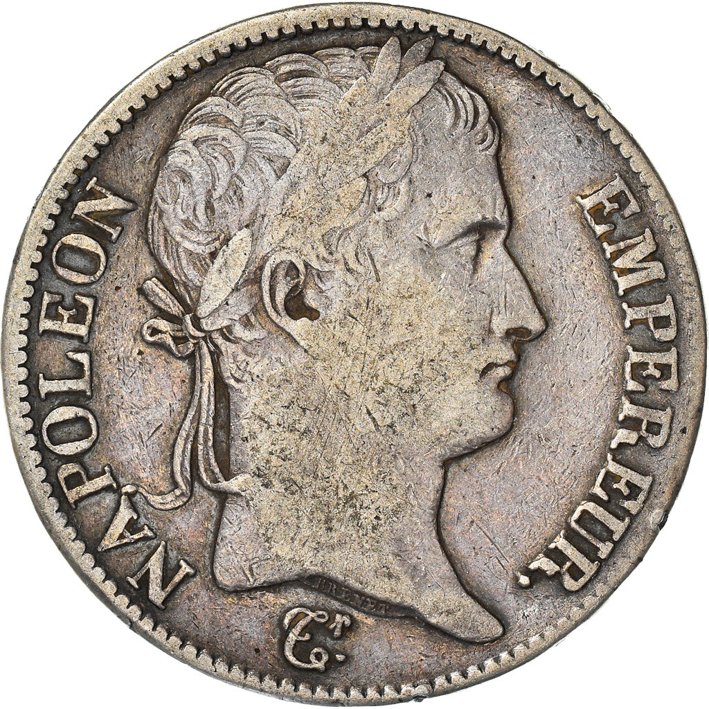 Francia, Napoleon I, 5 Francs, 1814, Rouen, Argento, BB, Gadoury:584, KM:694.2