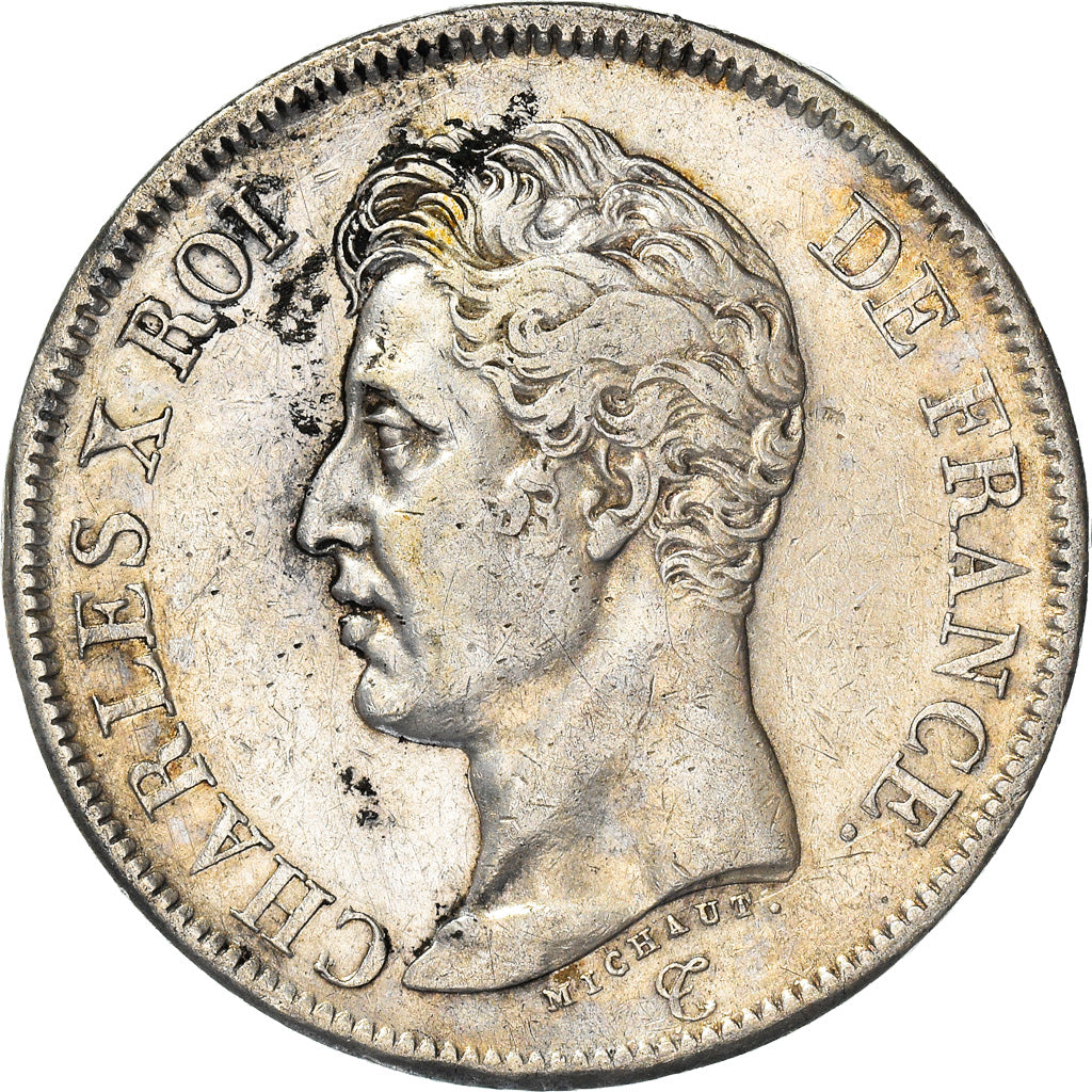 Coin, France, Charles X, 5 Francs, 1826, Perpignan, EF(40-45), Silver