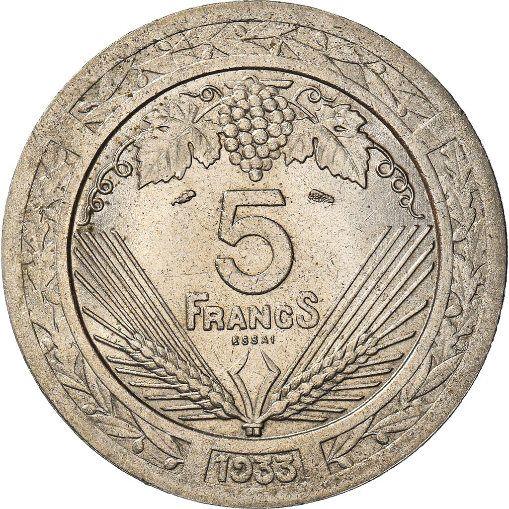 Moneda, Francia, Concours de Vézien, 5 Francs, 1933, ESSAI, EBC+, Níquel