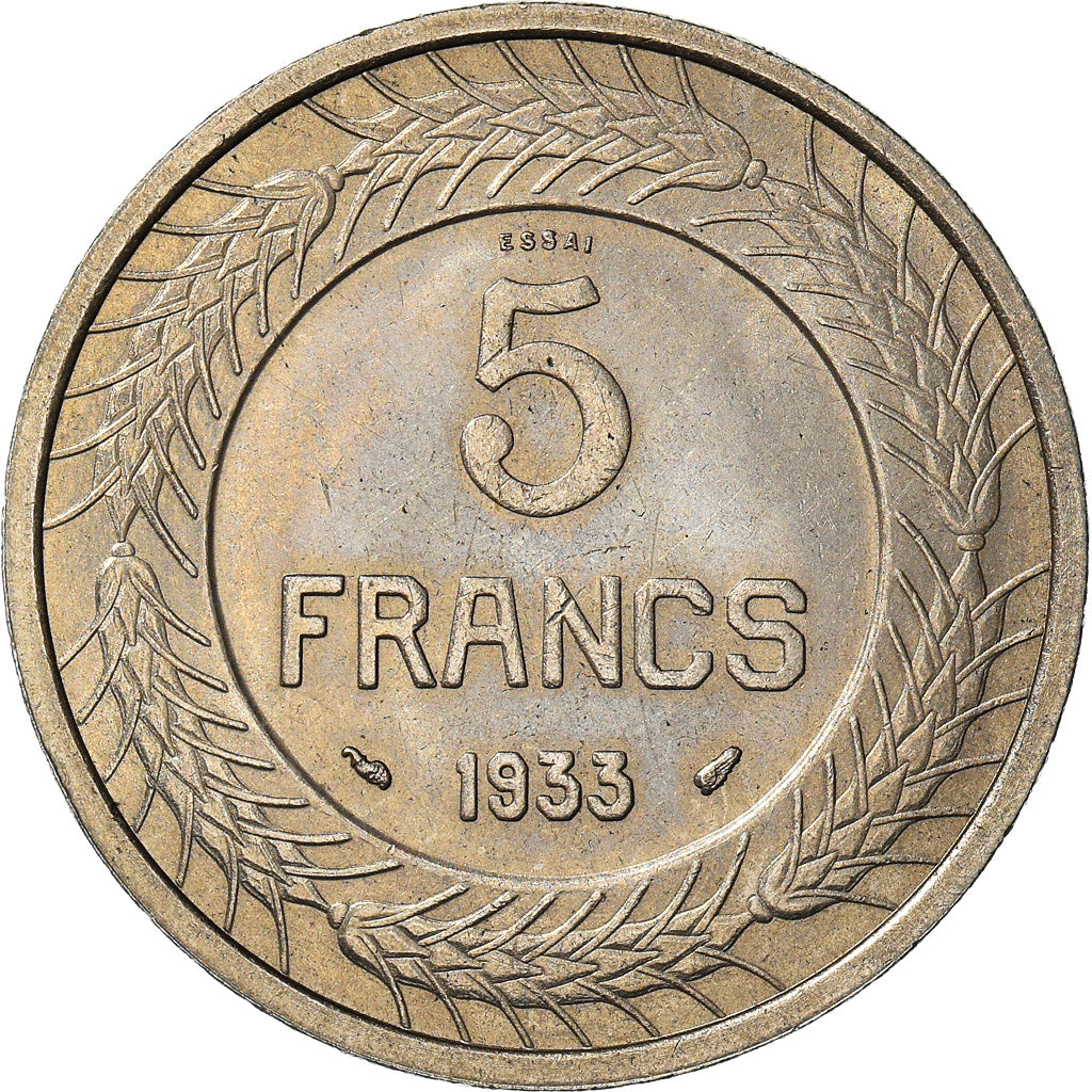Monnaie, France, Concours de Cochet, 5 Francs, 1933, ESSAI, SUP+, Nickel