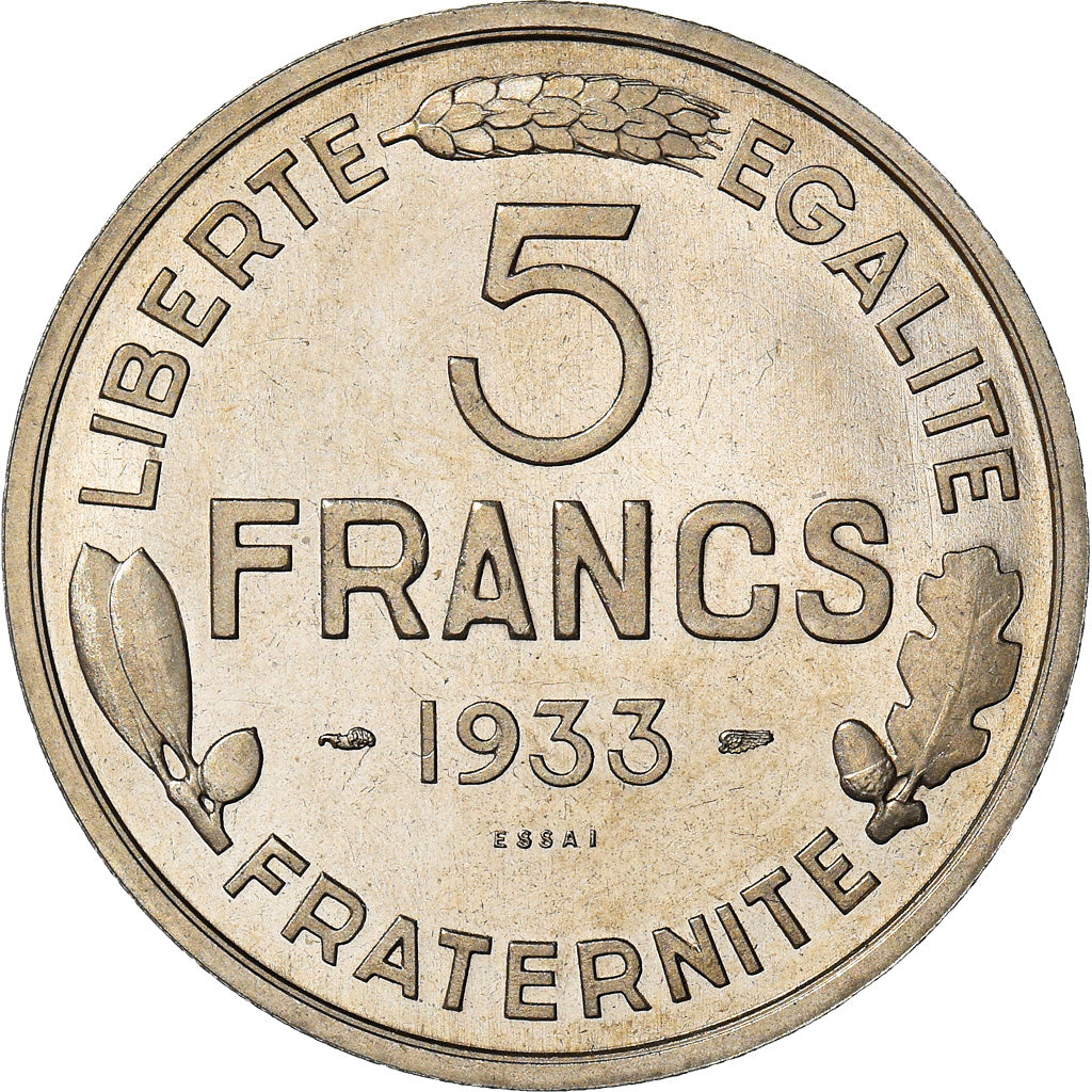 Moneta, Francia, Concours de Morlon, 5 Francs, 1933, ESSAI, SPL, Nichel