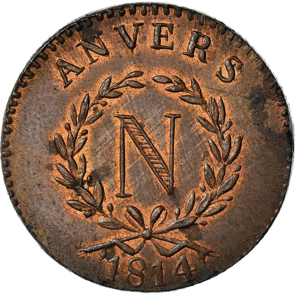 France, Napoleon I, 5 Centimes, Obsidionale, 1814, Anvers, Grand Module, Bronze