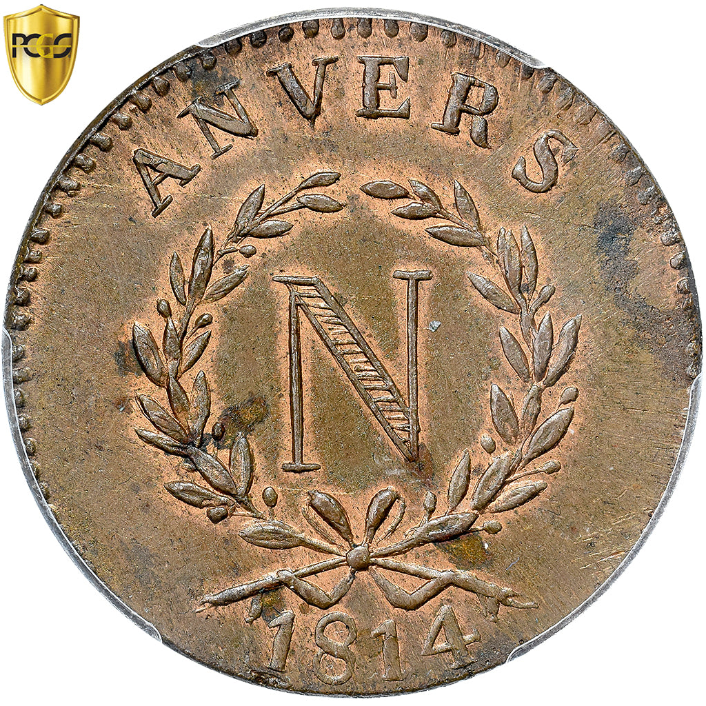 Francia, Napoleon I, 5 Centimes, Obsidionale, 1814, Anvers, Grand Module