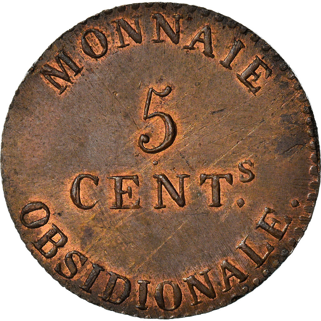 France, Napoleon I, 5 Centimes, Obsidionale, 1814, Anvers, Grand Module, Bronze