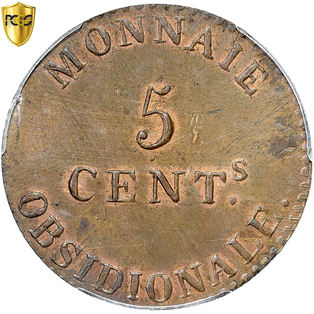 Francia, Napoleon I, 5 Centimes, Obsidionale, 1814, Anvers, Grand Module