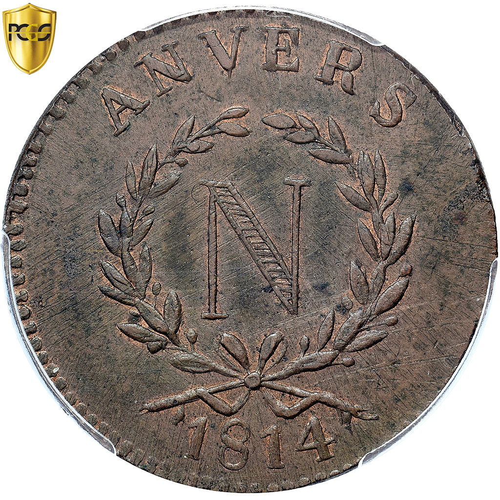 Francia, Napoleon I, 5 Centimes, Obsidionale, 1814, Antwerp, Grand Module