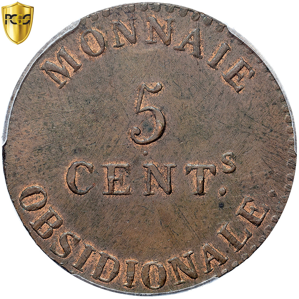 Francia, Napoleon I, 5 Centimes, Obsidionale, 1814, Antwerp, Grand Module