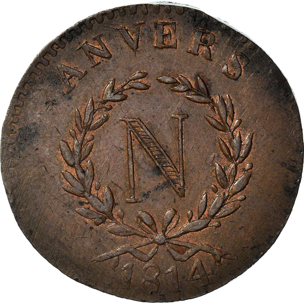 France, Napoleon I, 5 Centimes, 1814, Anvers, Grand Module, Bronze, PCGS