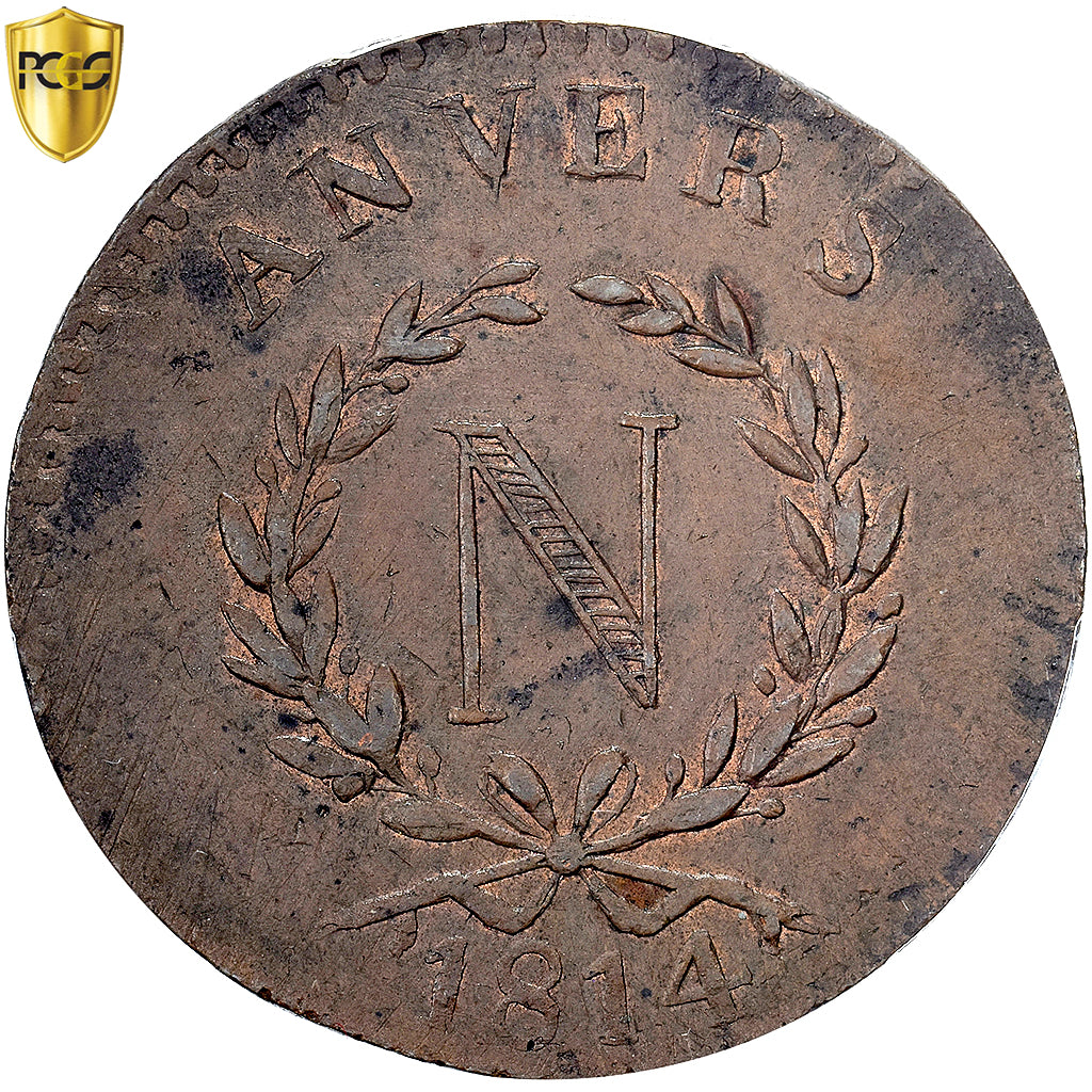 Frankreich, Napoleon I, 5 Centimes, 1814, Anvers, Grand Module, Bronze, PCGS