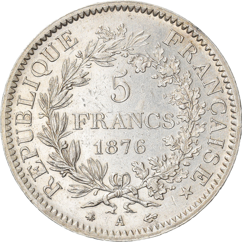 Moneta, Francia, Hercule, 5 Francs, 1876, Paris, BB+, Argento, KM:820.1