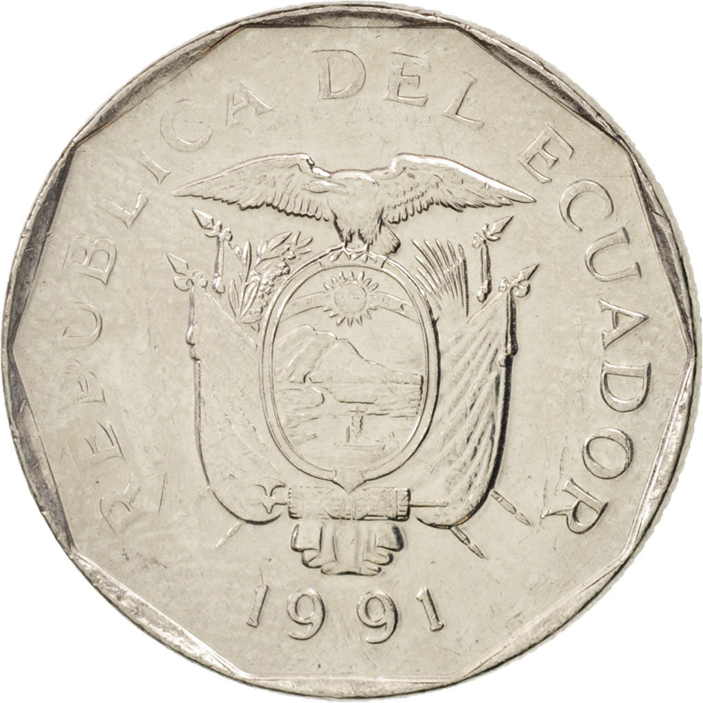 Munten, Ecuador, 10 Sucres, Diez, 1991, PR, Nickel Clad Steel, KM:92.2