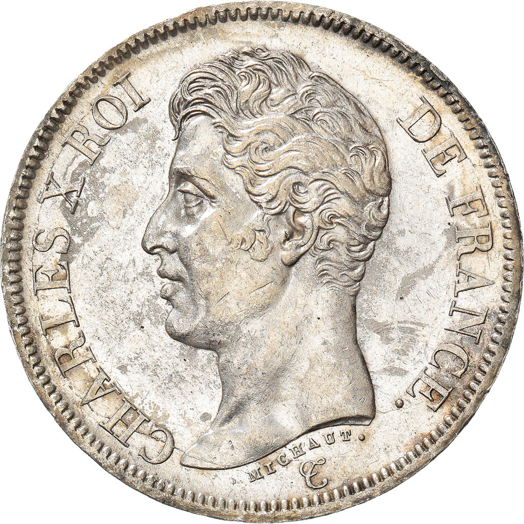 Moneda, Francia, Charles X, 5 Francs, 1826, Rouen, MBC+, Plata, KM:720.2