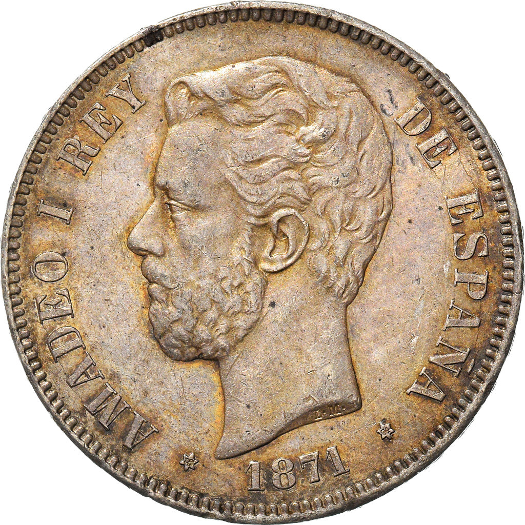 Moneta, Spagna, Amadeao I, 5 Pesetas, 1874, Madrid, SPL-, Argento, KM:666