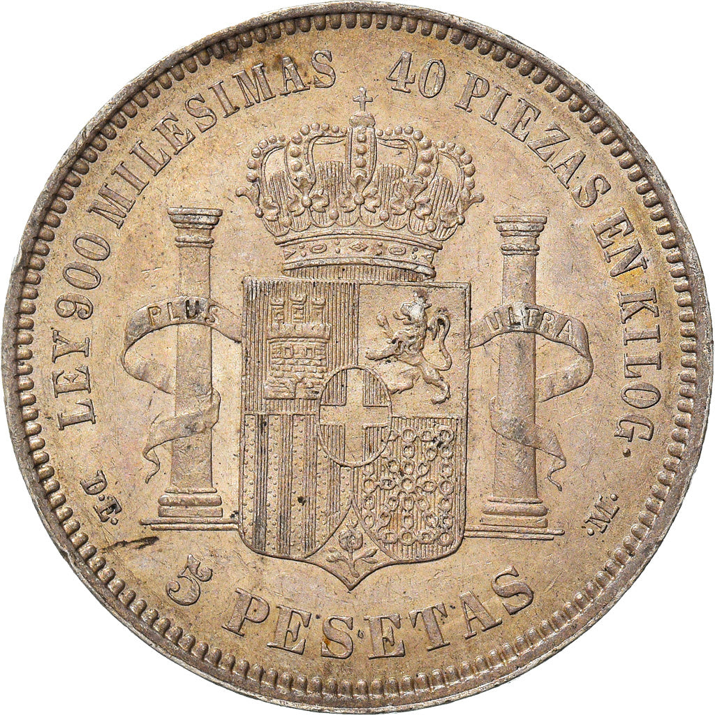 Moneta, Spagna, Amadeao I, 5 Pesetas, 1874, Madrid, SPL-, Argento, KM:666