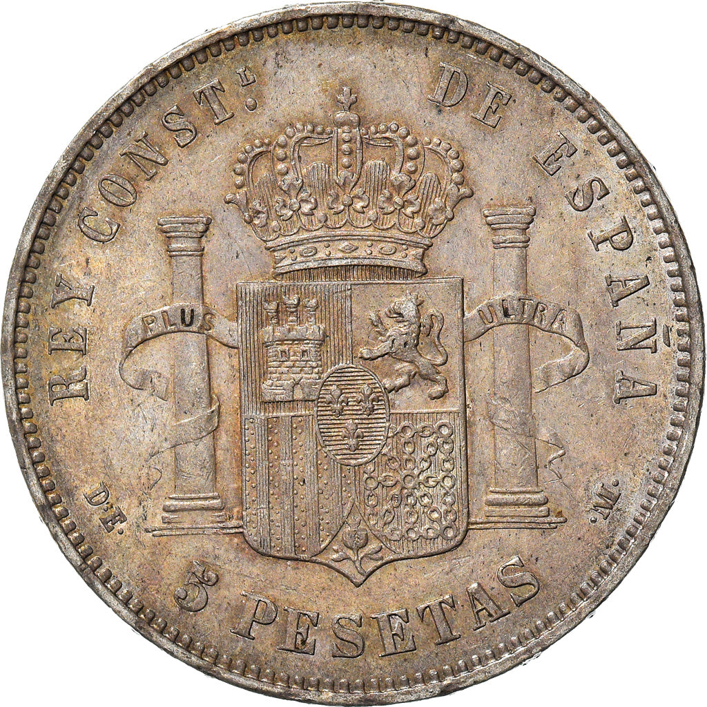 Moneda, España, Alfonso XII, 5 Pesetas, 1878, Madrid, *18-18, MBC+, Plata
