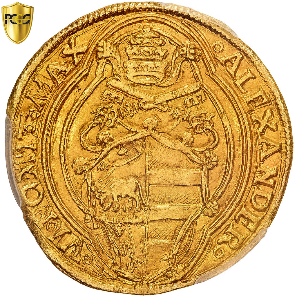 Papal States, Alexander VI, Doppio Fiorino, 1492-1503, Rome, Gold, PCGS, MS63