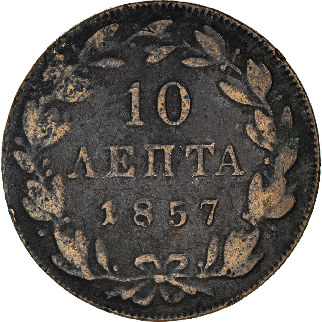 Münze, Griechenland, Othon, 10 Lepta, 1857, Athens, SGE+, Kupfer, KM:29