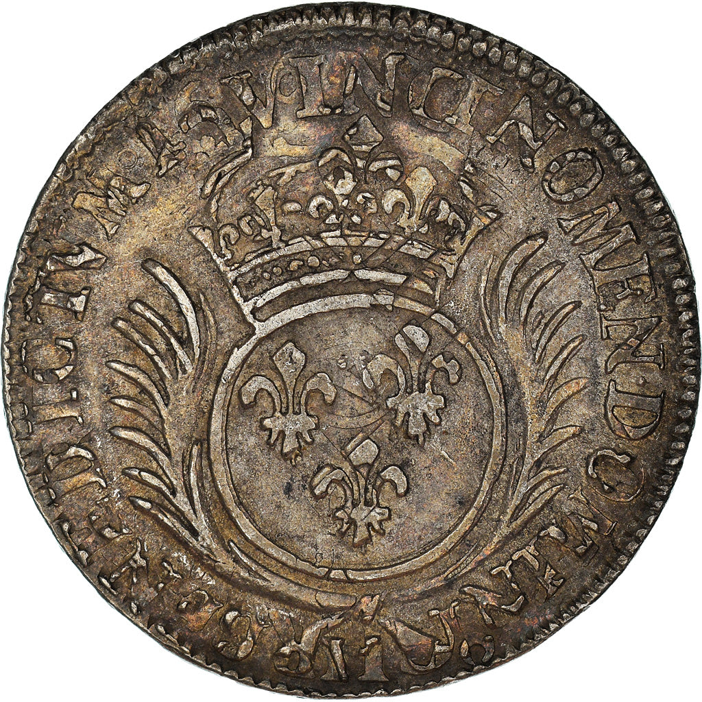 Frankrijk, Louis XIV, 1/2 Ecu aux palmes, 1696, Reims, Zilver, ZF, Gadoury:185