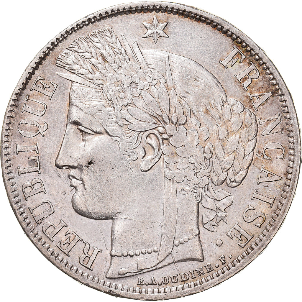 Coin, France, Cérès, 5 Francs, 1870, Bordeaux, Différent Ancre, AU(50-53)