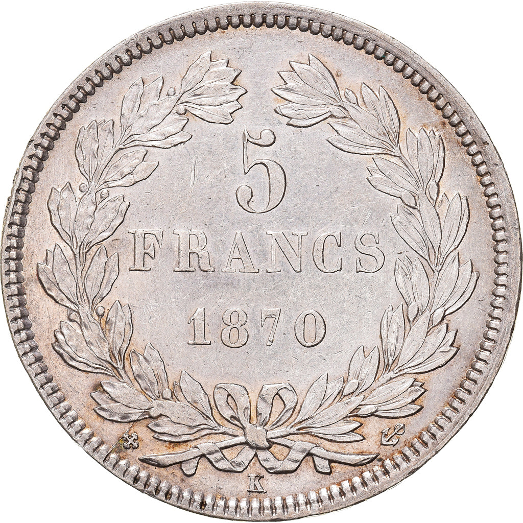 Coin, France, Cérès, 5 Francs, 1870, Bordeaux, Différent Ancre, AU(50-53)