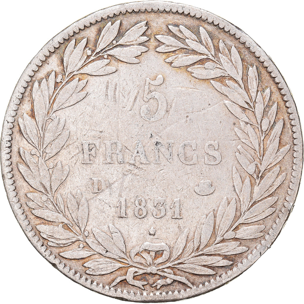 Monnaie, France, Louis-Philippe, 5 Francs, 1831, Lyon, TB+, Argent, Gadoury:676