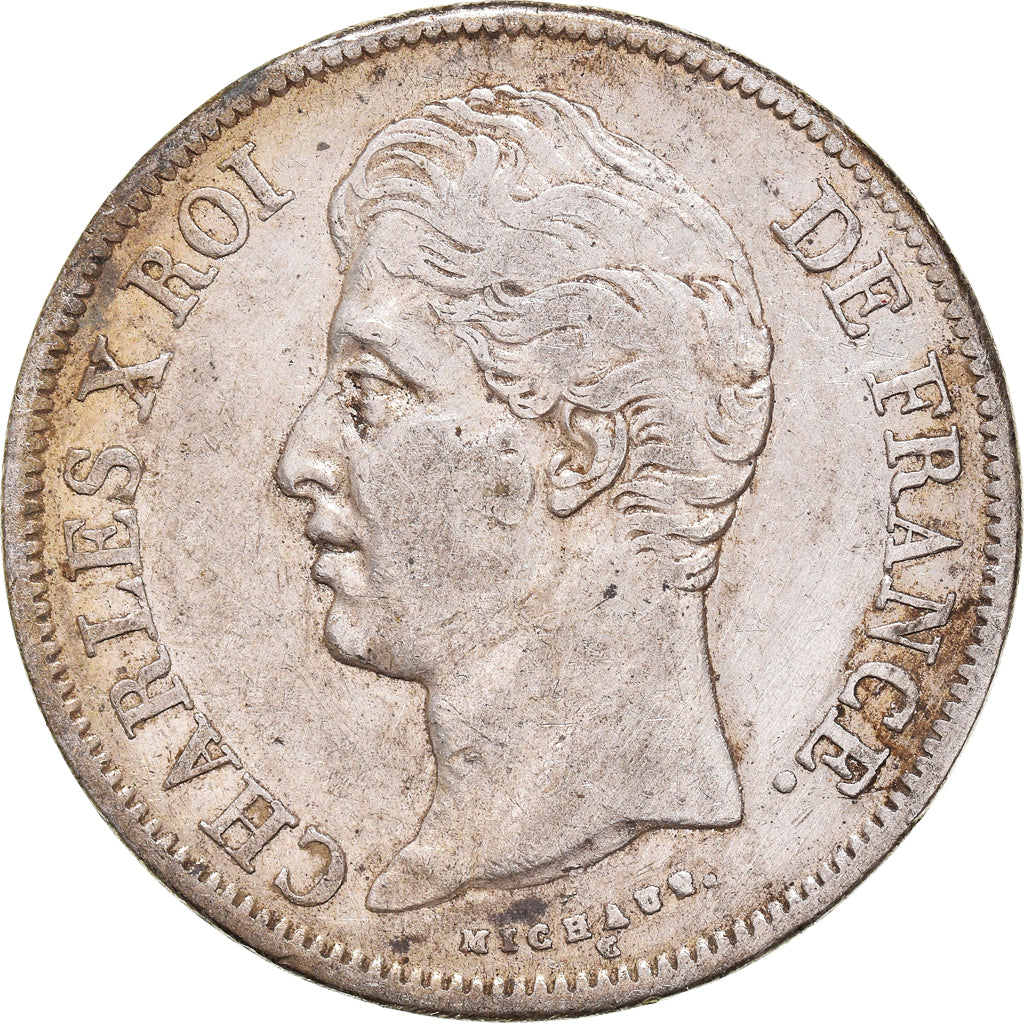 Moneta, Francja, Charles X, 5 Francs, 1828, Bordeaux, EF(40-45), Srebro