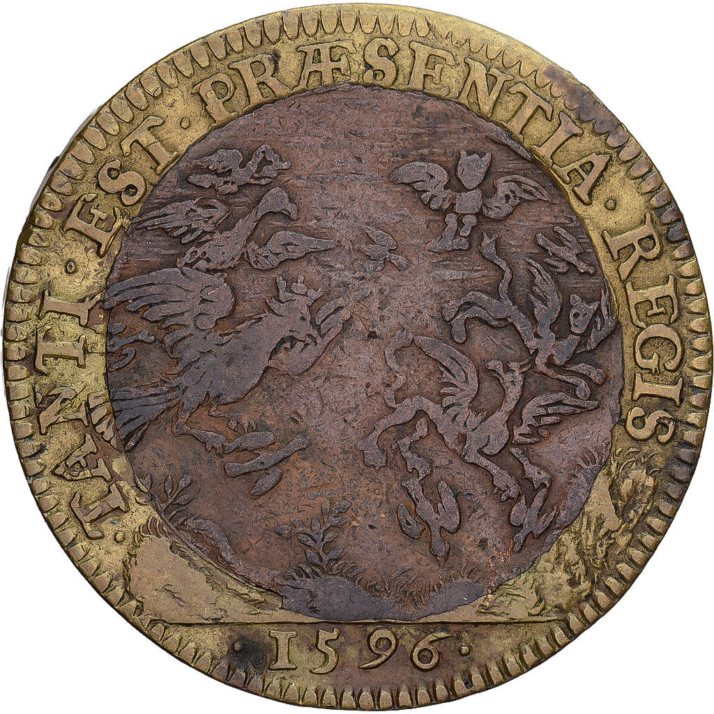France, Token, Royal, Henri IV, Conseil du Roi, 1596, Very rare, AU(50-53)