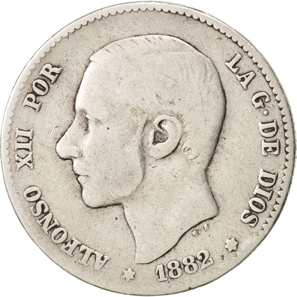 Coin, Spain, Alfonso XII, Peseta, 1882, VF(20-25), Silver, KM:686