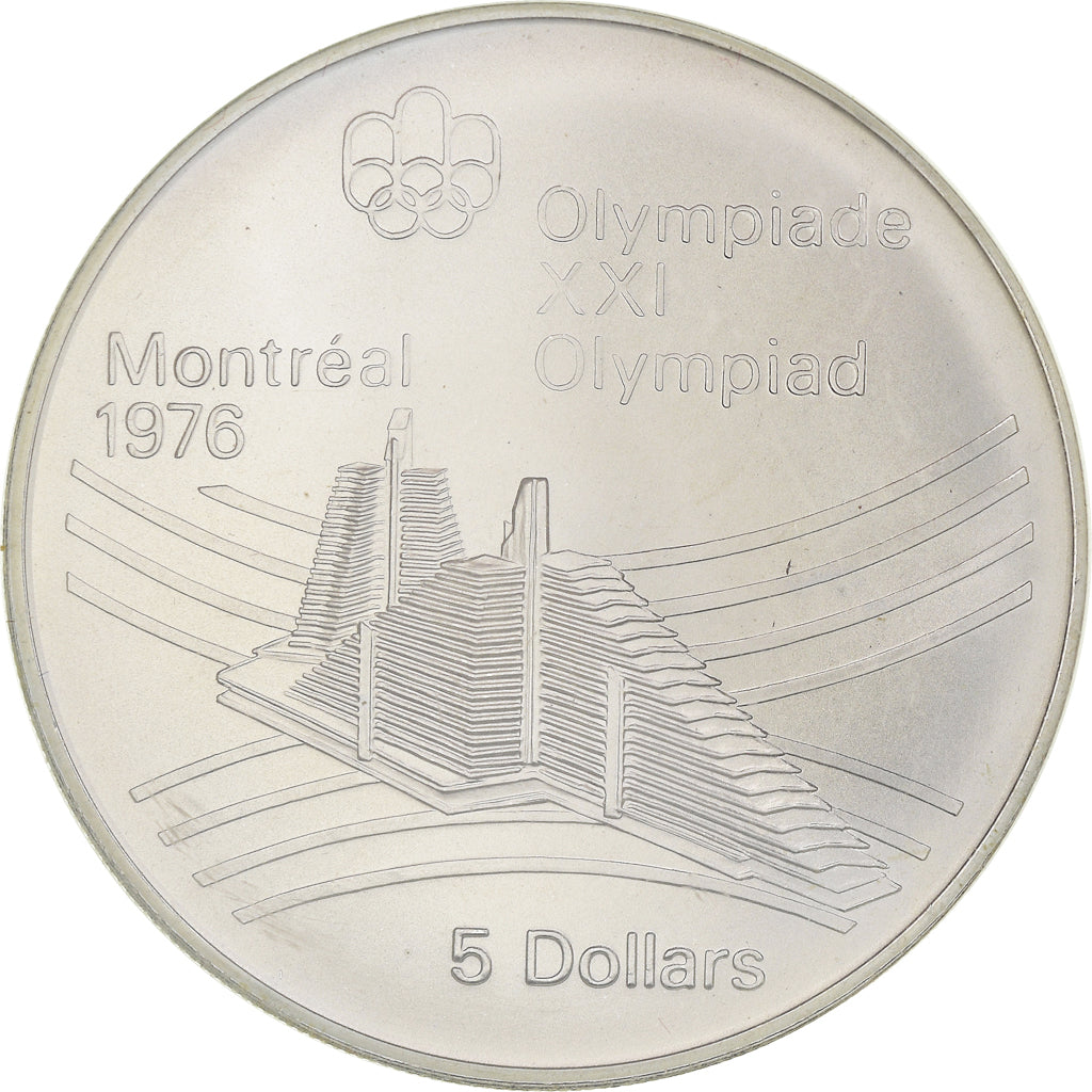 Coin, Canada, Elizabeth II, Olympic village, 5 Dollars, 1976, MS(65-70), Silver