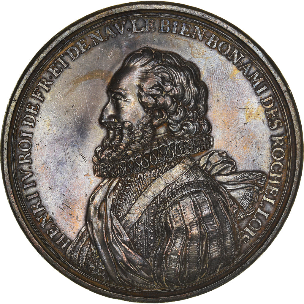 Francja, medal, Ludwik XV, Henri IV, Académie de la Rochelle, Brąz