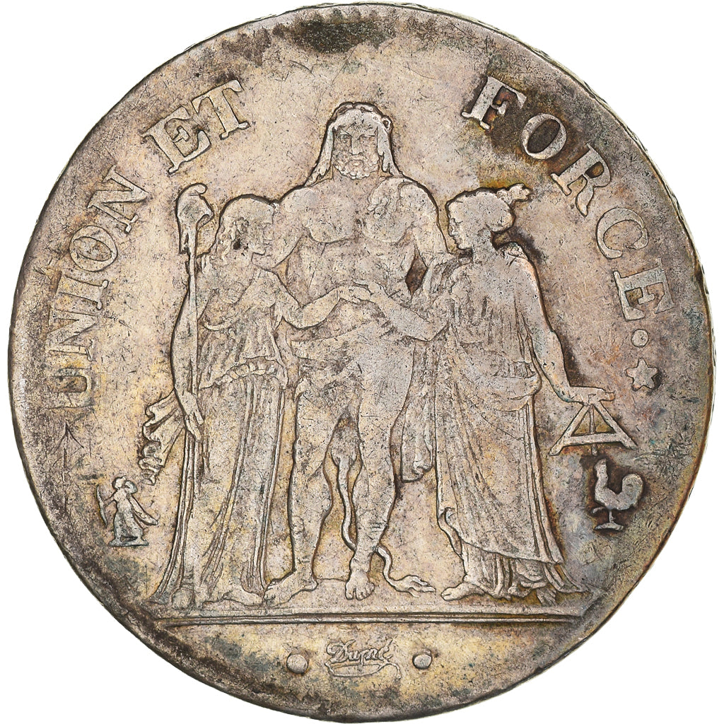 Coin, France, Union et Force, 5 Francs, An 10, Paris, EF(40-45), Silver