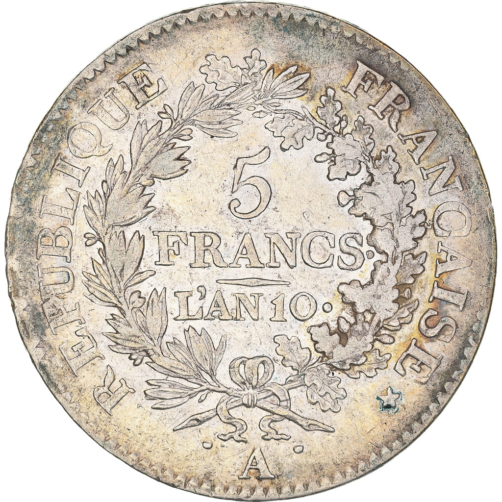 Coin, France, Union et Force, 5 Francs, An 10, Paris, EF(40-45), Silver