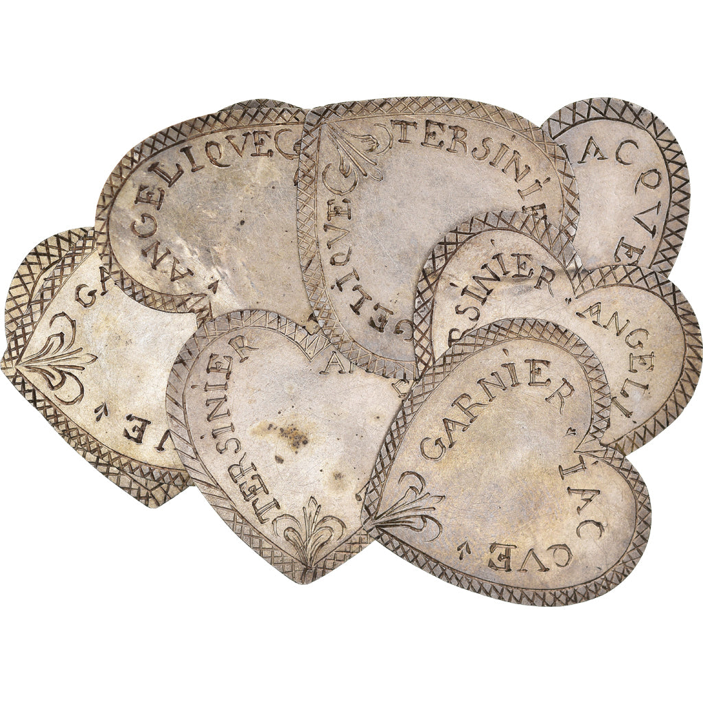 France, Love Token, Treizain, Denier bractéate à épouser, AU(55-58), Silver