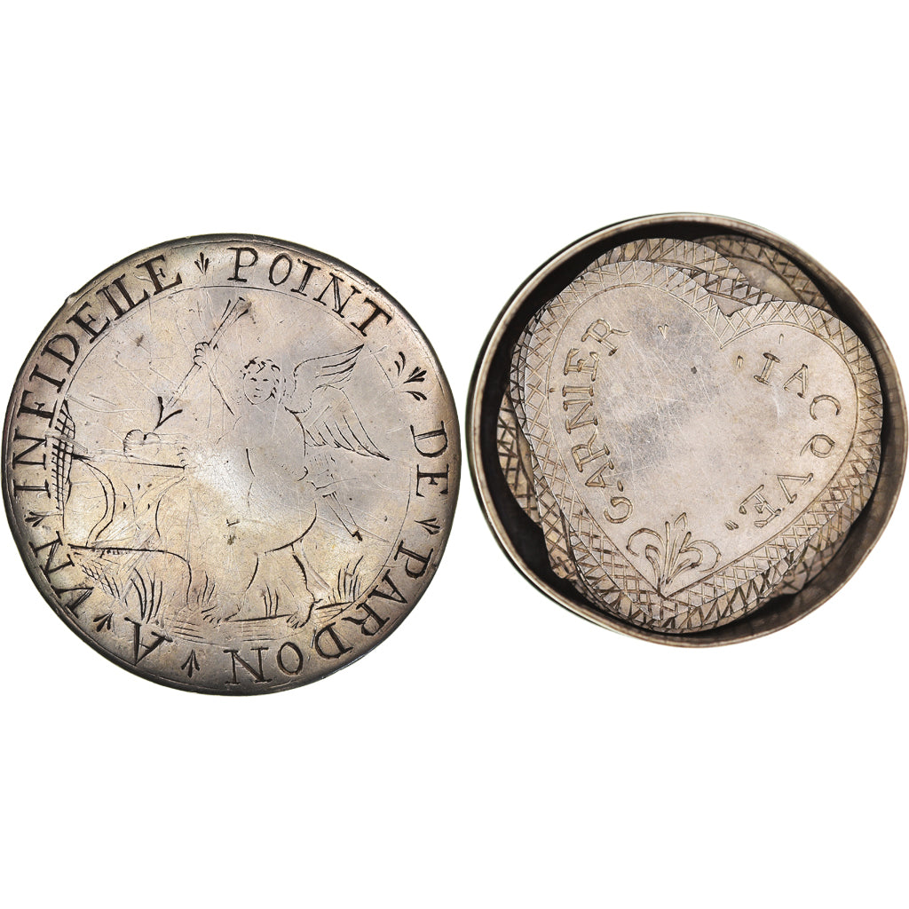 France, Love Token, Treizain, Denier bractéate à épouser, AU(55-58), Silver