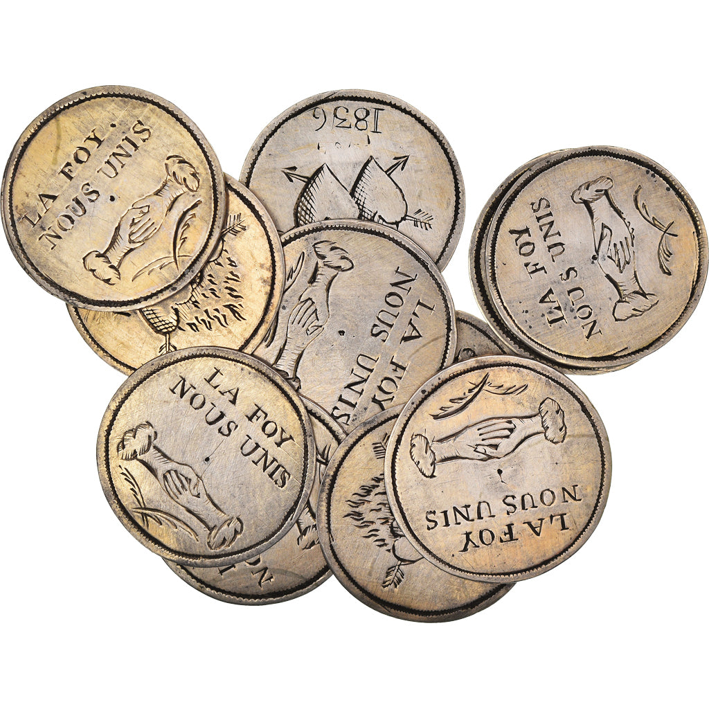 France, Love Token, Treizain, Denier bractéate à épouser, 1836, AU(55-58)