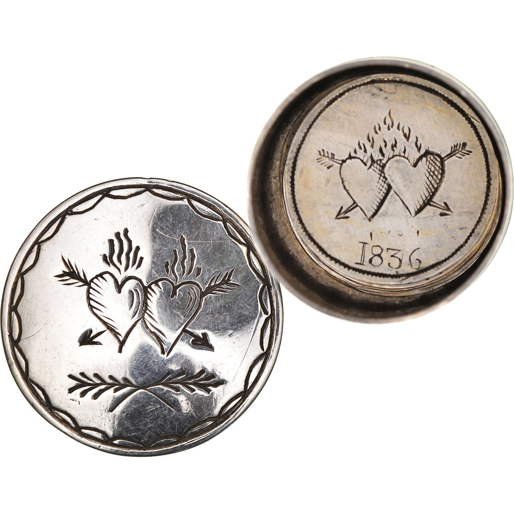 France, Love Token, Treizain, Denier bractéate à épouser, 1836, AU(55-58)