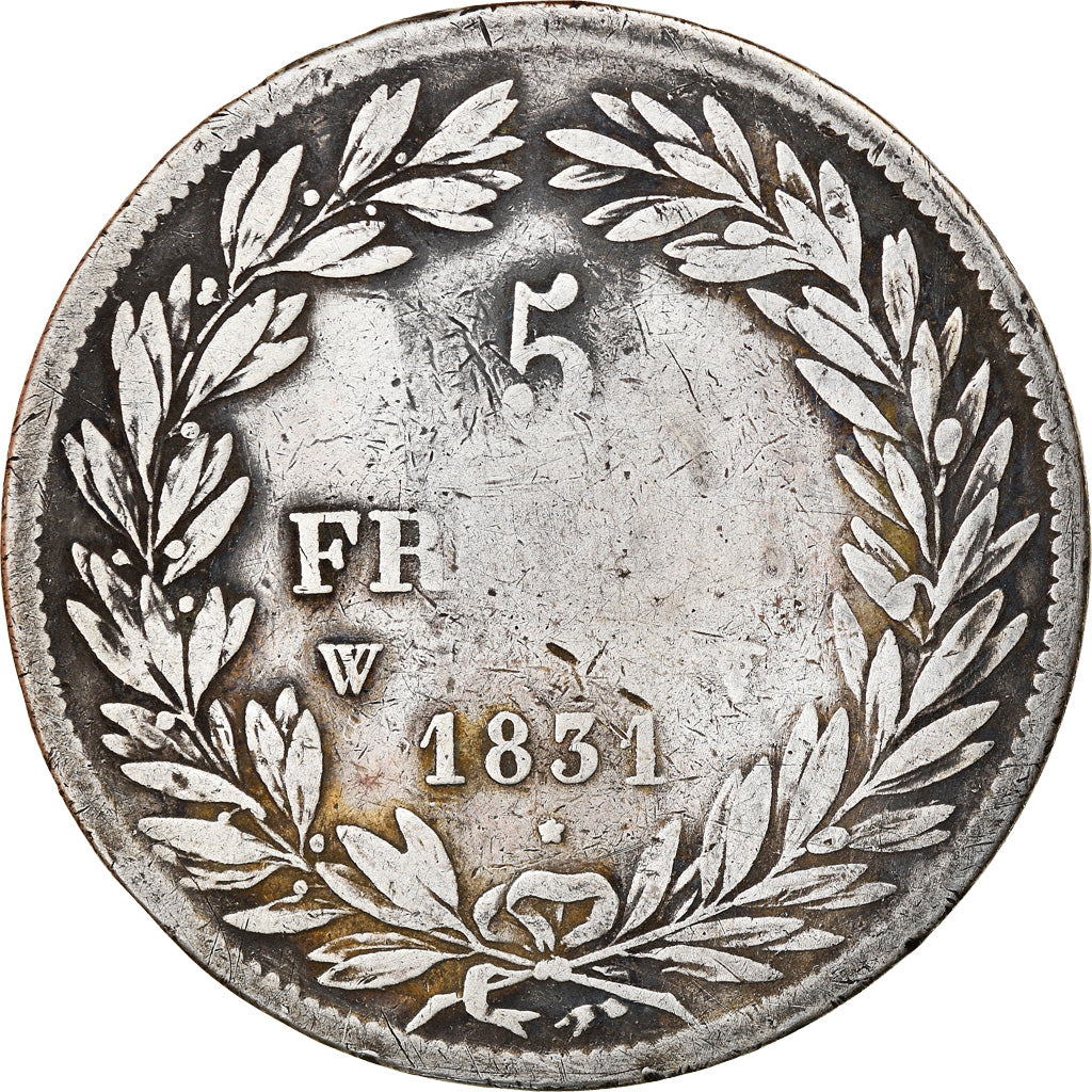 Coin, France, Louis-Philippe, 5 Francs, 1831, Lille, VF(20-25), Silver