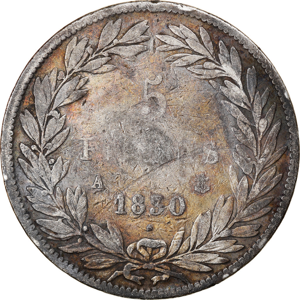 Munten, Frankrijk, Louis-Philippe, 5 Francs, 1830, Paris, ZG+, Zilver, KM:736.1