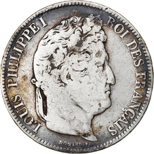 Coin, France, Louis-Philippe, 5 Francs, 1833, Lyon, VF(20-25), Silver, KM:749.4