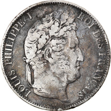 Moneta, Francia, Louis-Philippe, 5 Francs, 1845, Strasbourg, MB+, Argento