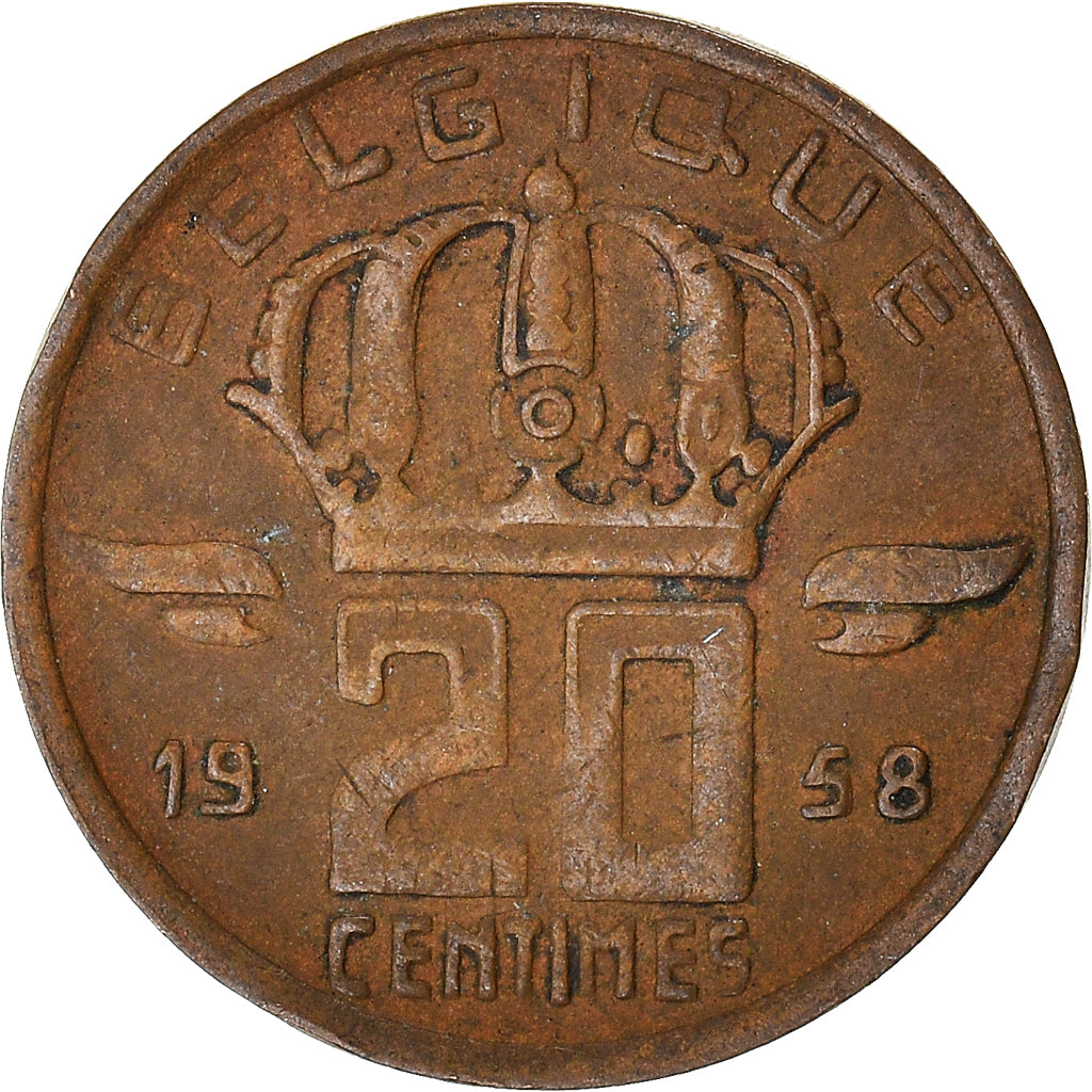 Moneta, Belgia, 20 Centimes, 1958