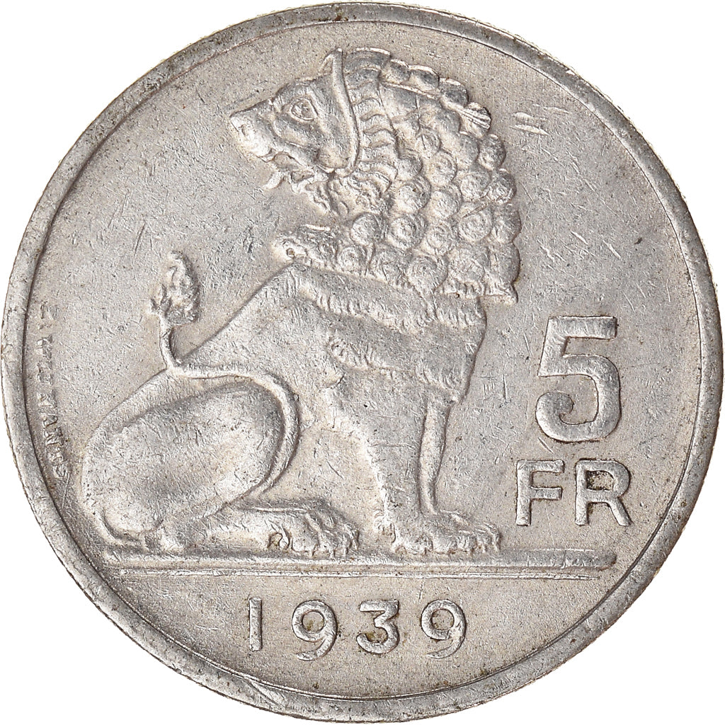 Münze, Belgien, 5 Francs, 5 Frank, 1939