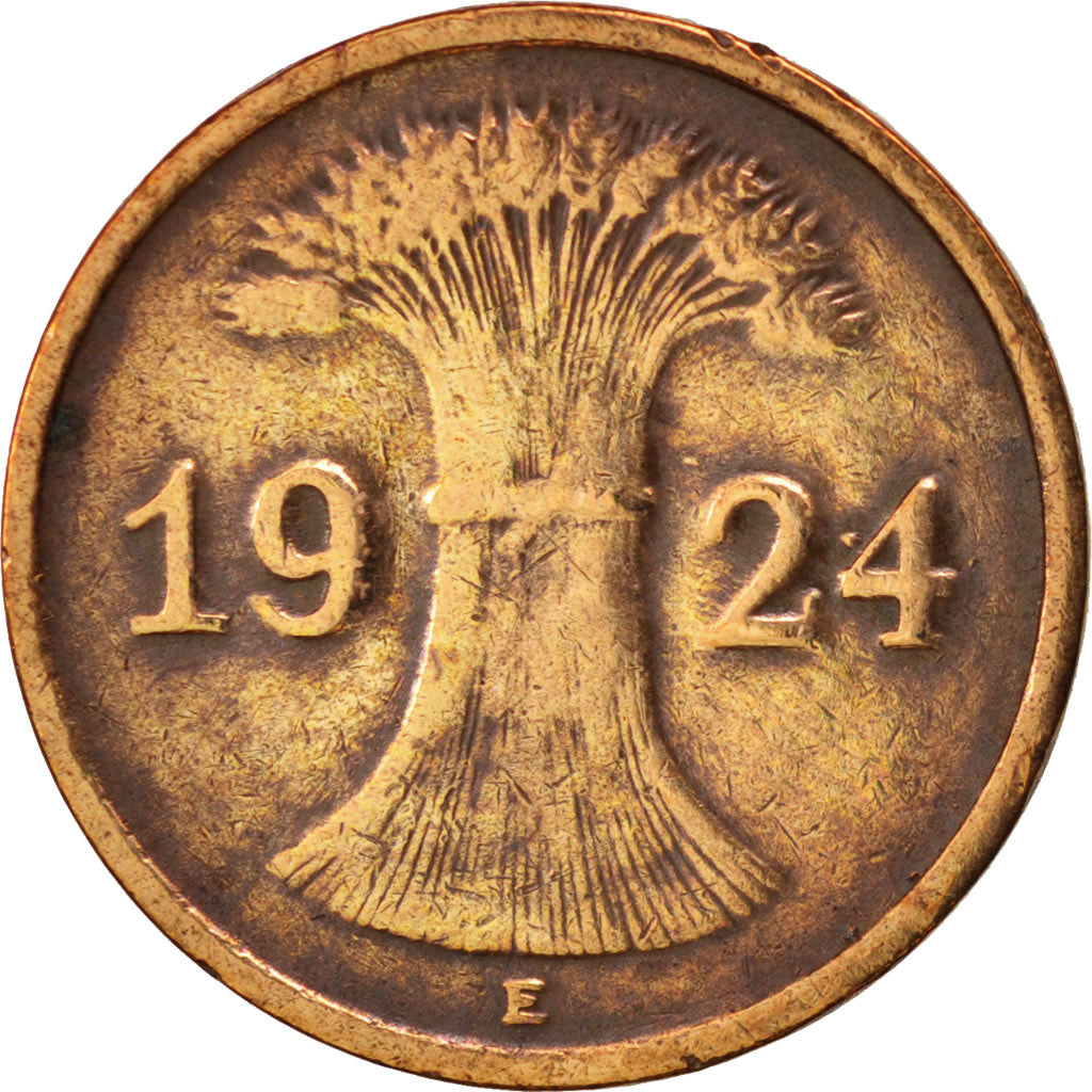 Coin, GERMANY, WEIMAR REPUBLIC, Rentenpfennig, 1924, Muldenhütten, EF(40-45)