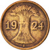 Coin, GERMANY, WEIMAR REPUBLIC, Rentenpfennig, 1924, Muldenhütten, EF(40-45)